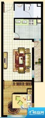 滇池柏悦户型图户型图 1室1厅1