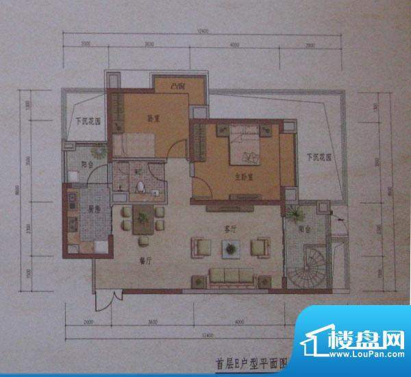 同德锦江嘉园户型图首层E户型 面积:89.21平米