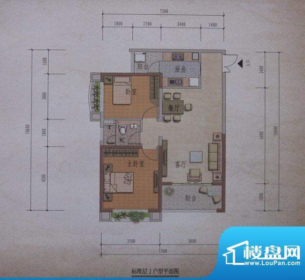 同德锦江嘉园户型图标准层J户型面积:83.18平米