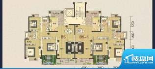 华夏曦岸户型图楼王B5户型 3室面积:132.74平米