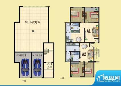 石锦邑城户型图A户型 2室2厅1卫面积:60.00平米