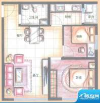 金领时代户型图A1-1户型 2室2厅面积:74.78平米