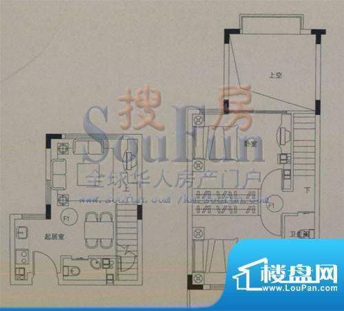 云大知城户型图F1户型 2室2厅2面积:69.31平米