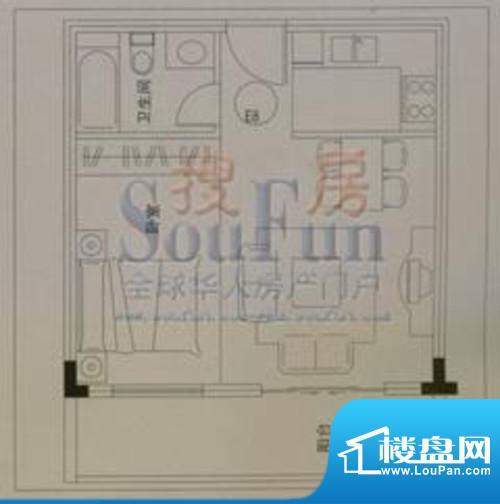 云大知城户型图E8户型 2室2厅1面积:41.54平米