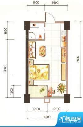 西山新城草海时代公寓户型图t5面积:43.34平米