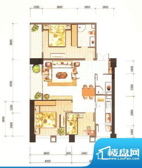 西山新城草海时代公寓户型图t5面积:110.31平米
