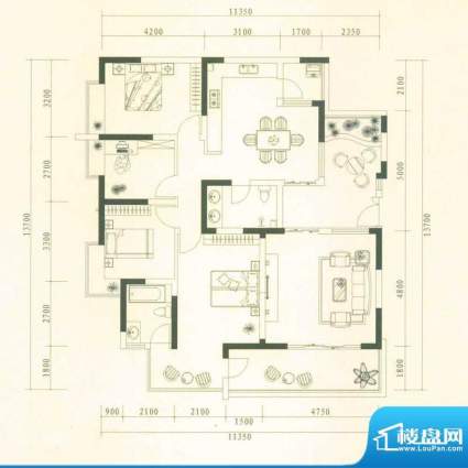 贵研自然界户型图F2b户型-景观面积:149.03平米