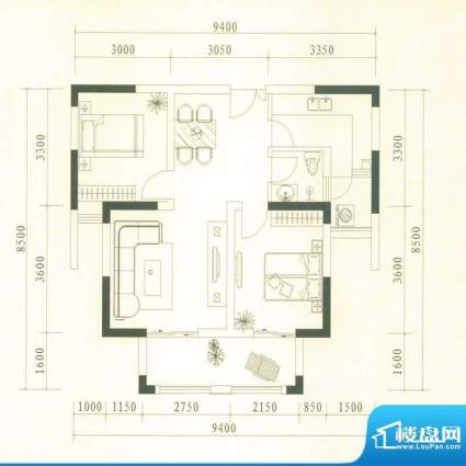 贵研自然界户型图D2户型-舒适洋面积:62.46平米