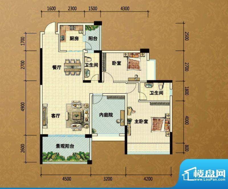 新会骏景湾豪庭湖光面积:115.95m平米