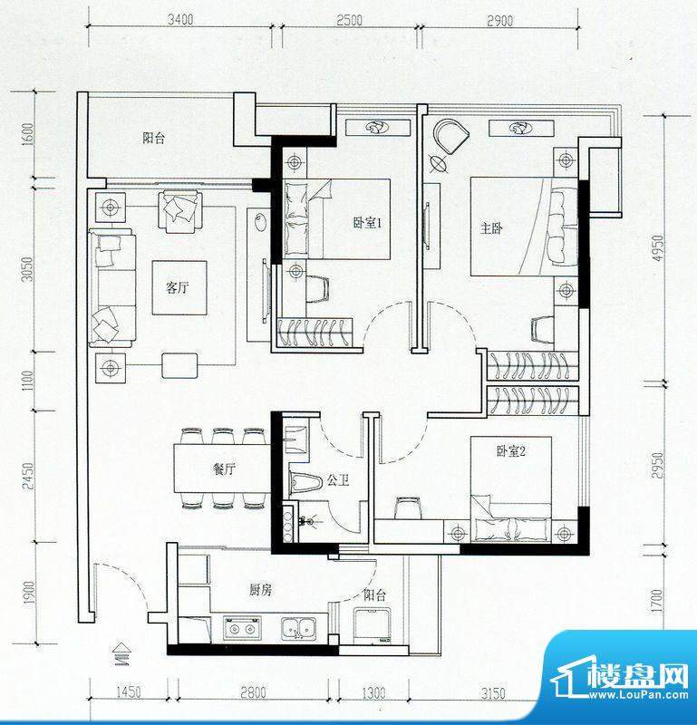 海伦湾江景洋房2栋0面积:96.00m平米