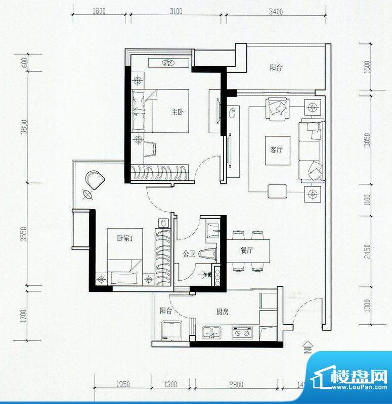 海伦湾江景洋房2栋0面积:79.00m平米