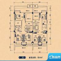 雅堤公馆合院户型二面积:76.00m平米