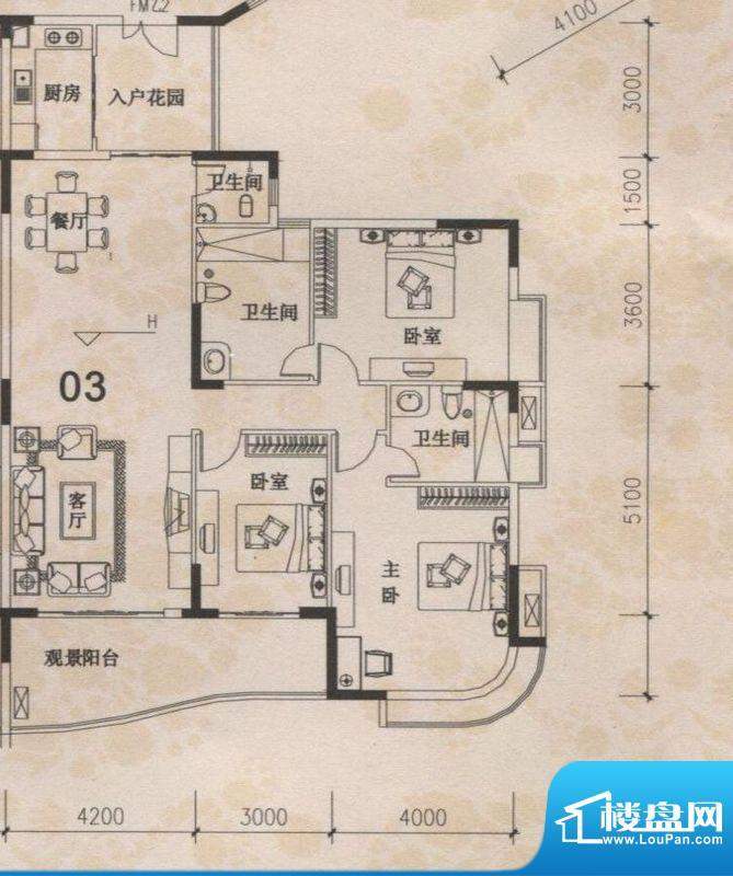 丰盛苑25幢03户型标面积:157.13m平米