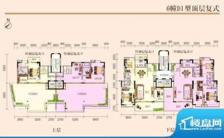 开平汇景湾6幢D1型顶面积:211.00m平米