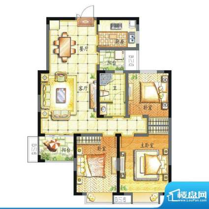 香缇溪岸户型图14号楼高层C2户面积:107.91平米