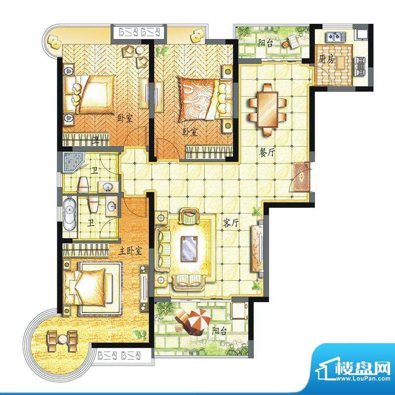 香缇溪岸户型图14号楼高层C3户面积:137.16平米