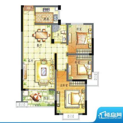 香缇溪岸户型图10号楼高层D2户面积:103.22平米