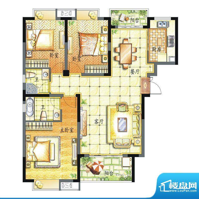 香缇溪岸户型图11号楼高层G1户面积:120.58平米