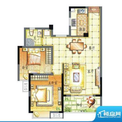 香缇溪岸户型图11号楼高层G2户面积:91.60平米