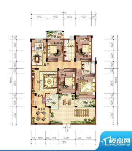 香缇溪岸户型图洋房8#楼1层A2户面积:165.03平米