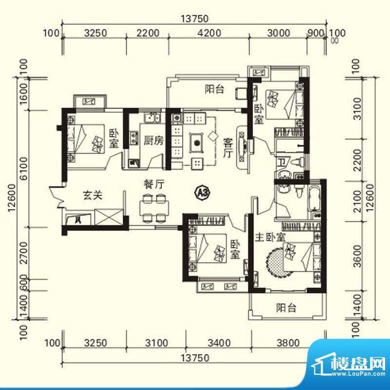 力高国际城户型图四期高层1#楼面积:117.13平米