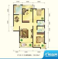 新元绿洲户型图6号楼B-2-3户型面积:135.08平米