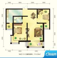 新元绿洲户型图5号楼C-3-2户型面积:114.34平米