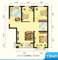 新元绿洲户型图3号楼C-4-3户型面积:106.08平米