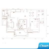 世茂天城户型图3#楼A2户型 2室面积:95.43平米