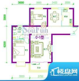 西固人家户型图C-1型 2室2厅1卫面积:95.44平米