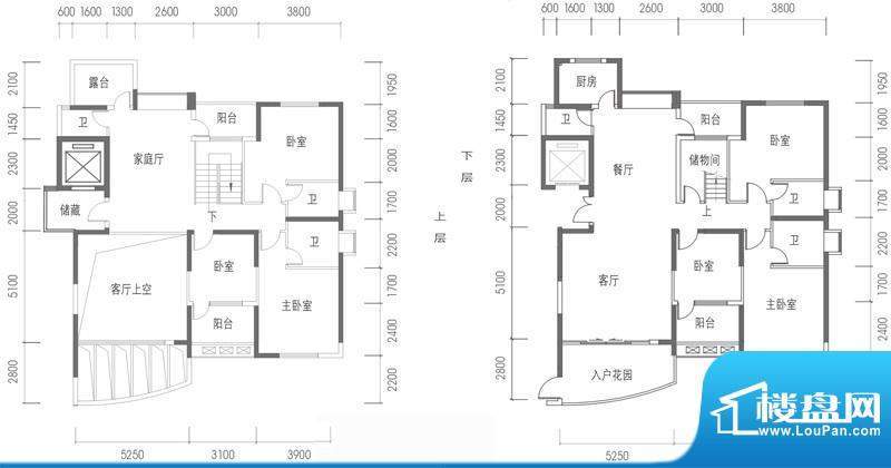 联泰香域尚城户型图14#楼复式E面积:330.00平米