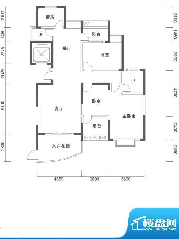 联泰香域尚城户型图15#楼C5户型面积:144.00平米