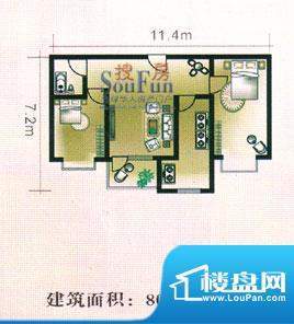 亚太嘉园户型图2室2厅1卫1厨面积:80.20平米