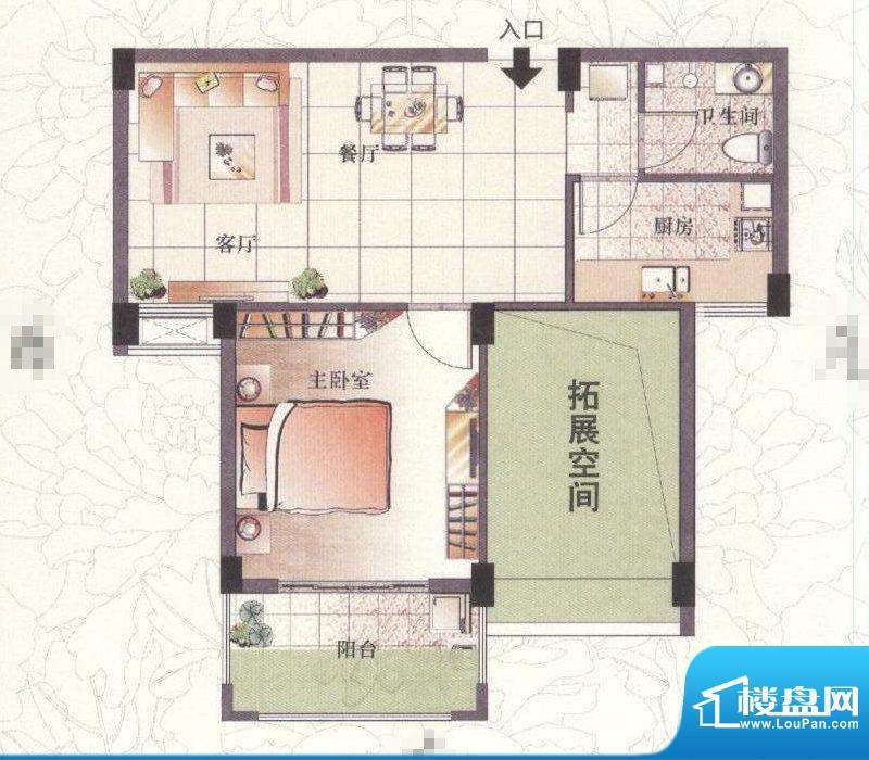 景城名郡户型图二期“花半里”面积:58.28平米