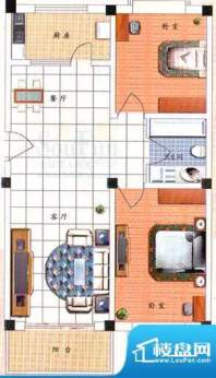 九洲城户型图F户型 2室2厅1卫1面积:99.00平米