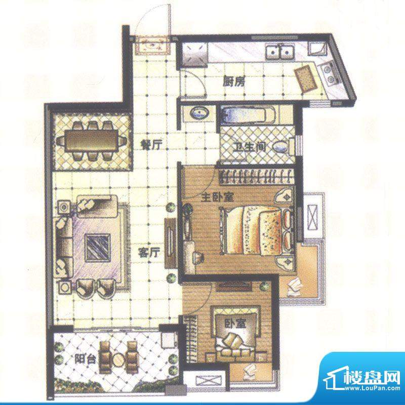 九仰梧桐公寓户型图1、3、9#楼面积:76.90平米