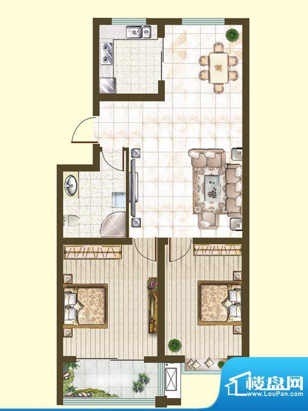 澄月世家户型图南区A户型 2室2面积:87.06平米