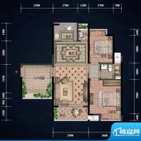 滨江一号户型图一期7号楼一单元面积:91.66平米