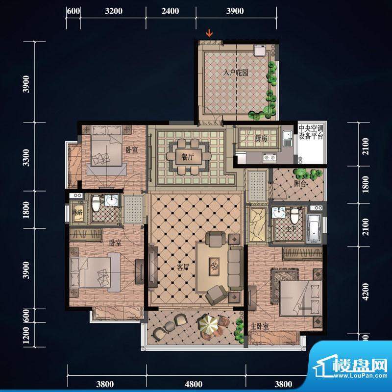 滨江一号户型图一期7号楼一单元面积:156.25平米