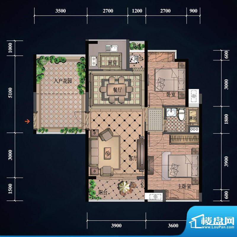 滨江一号户型图一期7号楼一单元面积:95.66平米