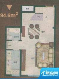 青岛凤凰城户型图标准层两居室面积:94.60平米