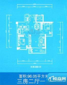 兰雅亲河湾户型图浪漫温馨A型 面积:96.05平米