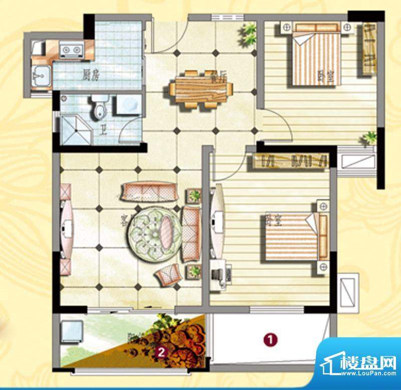 平安象湖风情户型图65号楼标准面积:86.00平米