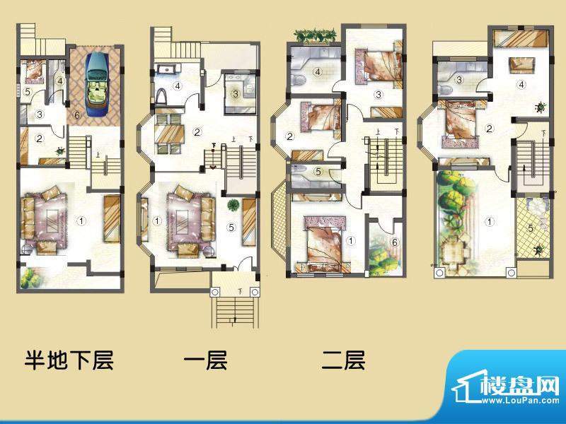 凯美艾溪湖户型图联排别墅C户型面积:225.74平米