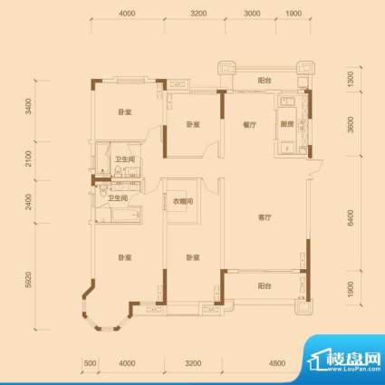 中海朝阳郡户型图观园组团4、5面积:167.00平米