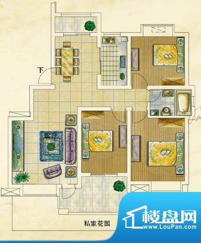 路通城邦户型图二期观庭底层 3面积:103.44平米