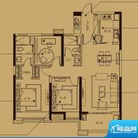 万科金域蓝湾户型图一期高层1号面积:106.00平米