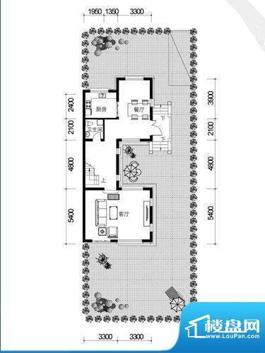 银盛泰德郡户型图F户型一层平面面积:89.60平米