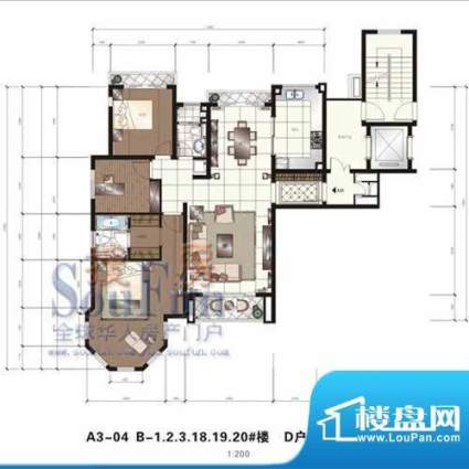 颐和星苑户型图D户型 2室2厅2卫面积:150.00平米