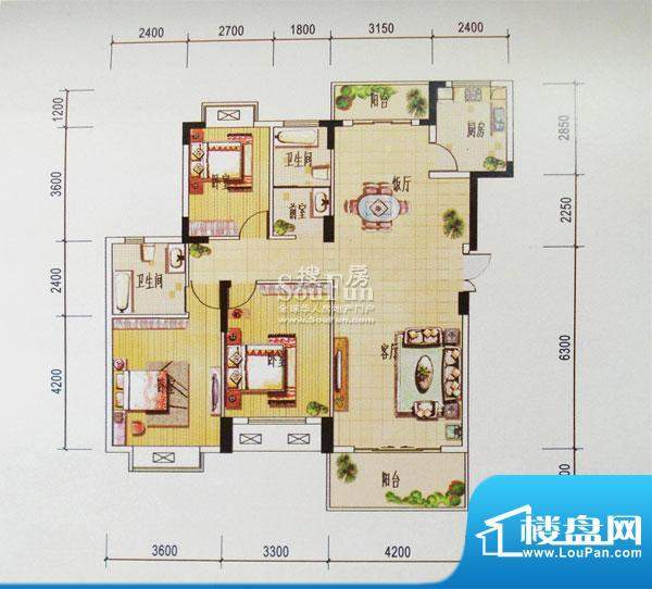 丰源淳和户型图一期6号楼D温馨面积:132.00平米